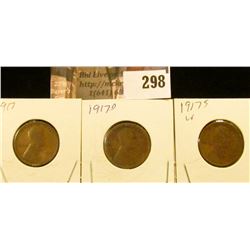 1917P, D, & S Lincoln Cents, Good to VG.