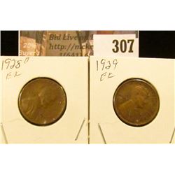 1928 D & 29 P EF Lincoln Cents.