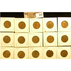 1935P, D, S, 36P, D, S, 37P, D, S, 38P, D, 39D, S, 40D, & S Lincoln Cents.