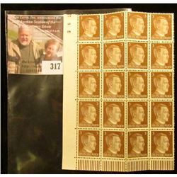 Block of Twenty Nazi Germany 3 pfennig Stamps depicting Adolf Hitler, Mint, Unused.