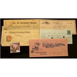 Old Check lot dating back to 1878. Includes 1878 "Mt. Vernon National Bank, Boston, Mass." with blue