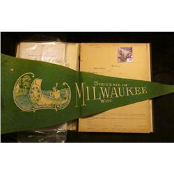 Felt Banner "Souvenir of Milwaukee Wisc."; early 1900 era "Protest State of Iowa" Book with sheets w
