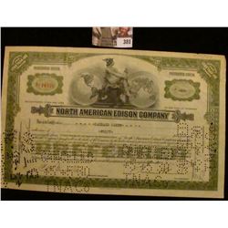 1928 Forty Shares of "North American Edison Company" Preferred Stock Certificate, hole cancelled. A 