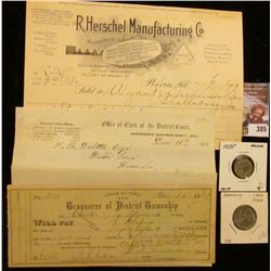 Nov. 24, 1897 "State of Iowa The Treasurer of District Township of Chester in Howard County" Check; 