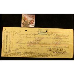 August 15, 1927  Rhatisch Bank Arosa  Stamped German Bond with both Pre World War II Switzerland and