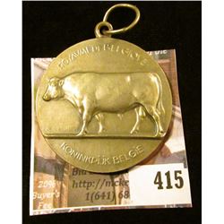 Belgium Minister of Agriculture 1959 medal, silver, has a cow pictured on the front, 46 mm, 38.2 g /