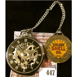 Vintage Girard-Perregaux & Co. Shell model skeleton pocket watch with the correct Shell watch fob ch