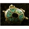 Image 2 : Silver turtle ring with inlaid turquoise and black onyx, size 7 ½, old Indian Reservation pawn ring