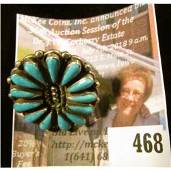 Vintage Navajo Sterling and Turquoise ring, size 7 ½, signed JB WOOD NAV, signature has scratches th