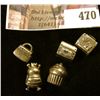 Image 2 : (5) Sterling Pandora charms – a purse, a suitcase, a steamer trunk chest, a cupcake, and a queen bee