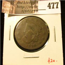 1818 Large Cent, G+, value $20