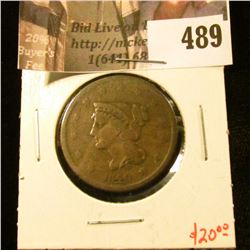 1840 Large Cent, G+, value $20