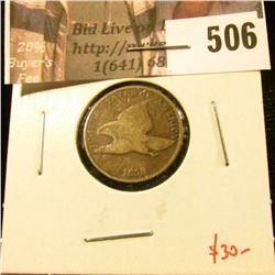 1858 Large Letters Flying Eagle Cent, G, value $30