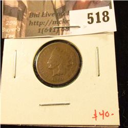 1868 Indian Head Cent, G+, value $40