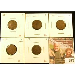 Date run set of Indian Head Cents, 1880-1884 complete, 5 pieces, all G, group value $25