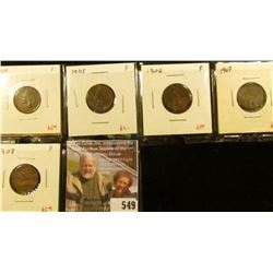 Group of 5 different Indian Head Cents – 1904, 1905, 1906, 1907, 1908, all F, group value $25