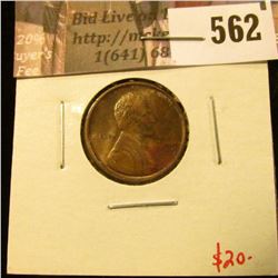 1909 VDB Lincoln Cent, AU+ toned, value $20