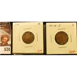 (2) Lincoln Cents, 1914 VG & 1914-S G, value for pair $25