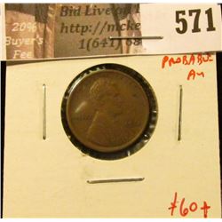 1915 Lincoln Cent, XF+ (probable AU), TOUGH grade for date, value $60+