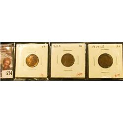 (3) Lincoln Cents, 1917 XF, 1917-D VF, 1917-S F+, group value $9