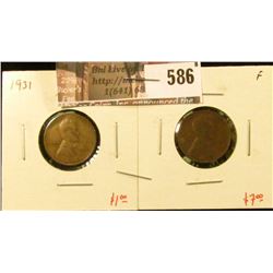 (2) Lincoln Cents, 1931 F & 1931-D F, value for pair $8