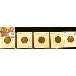 (5) Lincoln Cents, 1934 XF, 1934-D XF, 1935 XF, 1935-S VF, 1936 BU MS63BN toned, value for group $12