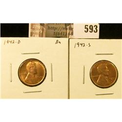 (2) Lincoln Cents, 1942-D BU, 1942-S BU, value for pair $11