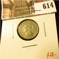 1866 3 Cent Nickel, VF, value $28