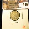 Image 1 : 1868 3 Cent Nickel, VG, value $18