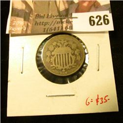 1872 Shield Nickel, AG/G, clear Date, G value $35