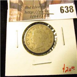 1896 V Nickel, VG10, value $20