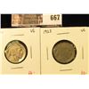 Image 1 : (2) Buffalo Nickels, 1921 VG & 1923 VG, value for pair $9