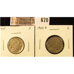(2) Buffalo Nickels1925 F & 1925-D G, value for pair $14