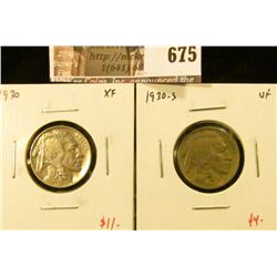 (2) Buffalo Nickels, 1930 XF, 1930-S VF, value for pair $$15