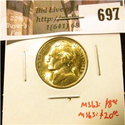 1945-D Jefferson Nickel, BU, MS63 value $8, MS65 value $20
