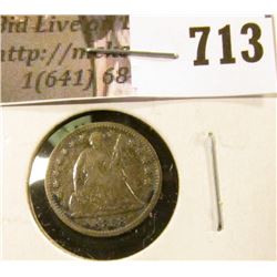 1858-O Seated Liberty Half Dime, G+, value $18