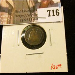 1862 Seated Liberty Half Dime, G, value $25
