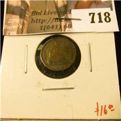 1872 Seated Liberty Half Dime, G, value $16