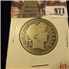 Image 1 : 971 . 1913-D Barber Half Dollar, VG, low mintage, value $17