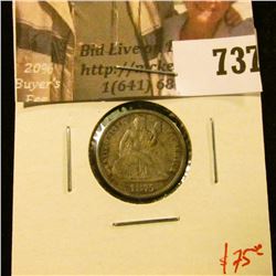 1875-CC above bow Seated Liberty Dime, F, value $75
