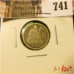 1886 Seated Liberty Dime, VG/F, F value $20