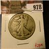 Image 1 : 978 . 1917-S Walking Liberty Half Dollar, obverse mint mark, G, val