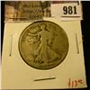 Image 1 : 981 . 1927-S Walking Liberty Half Dollar, G+, value $13