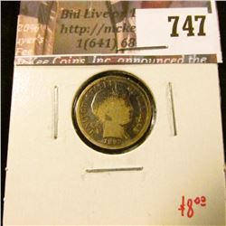 1893 Barber Dime, G toned, value $8