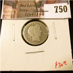 1894 Barber Dime, G, value $30