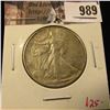 Image 1 : 989 . 1939 Walking Liberty Half Dollar, AU, value $25