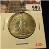Image 1 : 990 . 1941 Walking Liberty Half Dollar, AU58, nice example, value $