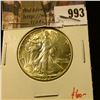 Image 1 : 993 . 1942 Walking Liberty Half Dollar, BU MS63+, value $60+