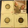 Image 1 : (3) Barber Dimes, 1904, 1905, 1905-S, all G, group value $12
