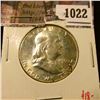 Image 1 : 1022 . 1963 Franklin Half Dollar, UNC MS63+, value $18